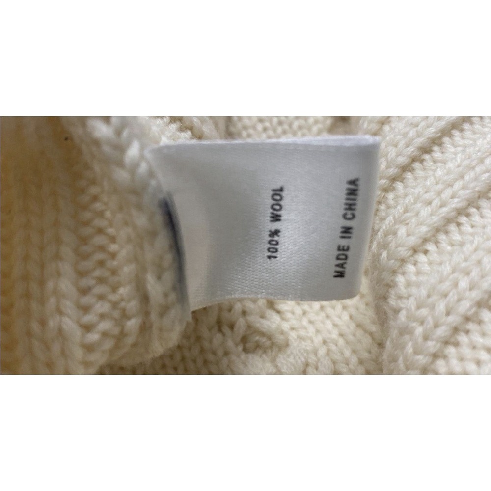 ST. JOHN 100% Wool Cable Knit Sweater Tunic Ivory Cream Mock Neck Small S - Picture 4 of 4